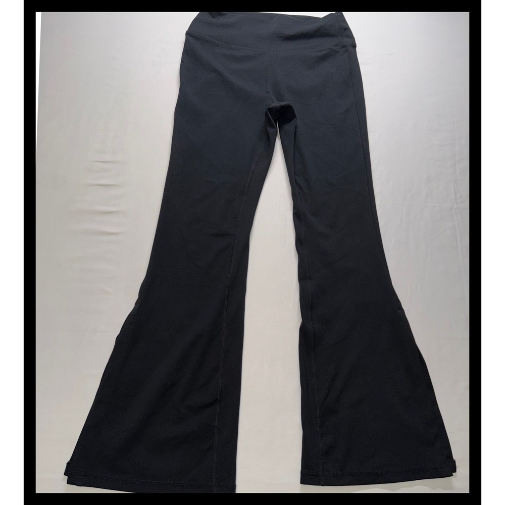90 Degree by Reflex Flare Pants Womens L Black Chelsea Side Slit 7/8‎ Yoga